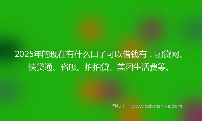 2025年的现在有什么口子可以借钱有：团贷网、快贷通、省呗、拍拍贷、美团生活费等。