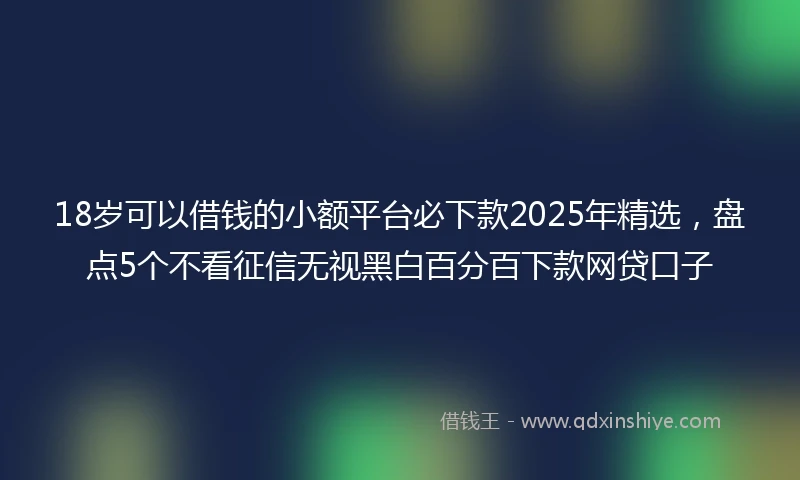 18岁可以借钱的小额平台必下款2025年精选，盘点5个不看征信无视黑白百分百下款网贷口子