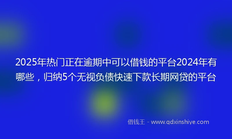 2025年热门正在逾期中可以借钱的平台2024年有哪些，归纳5个无视负债快速下款长期网贷的平台