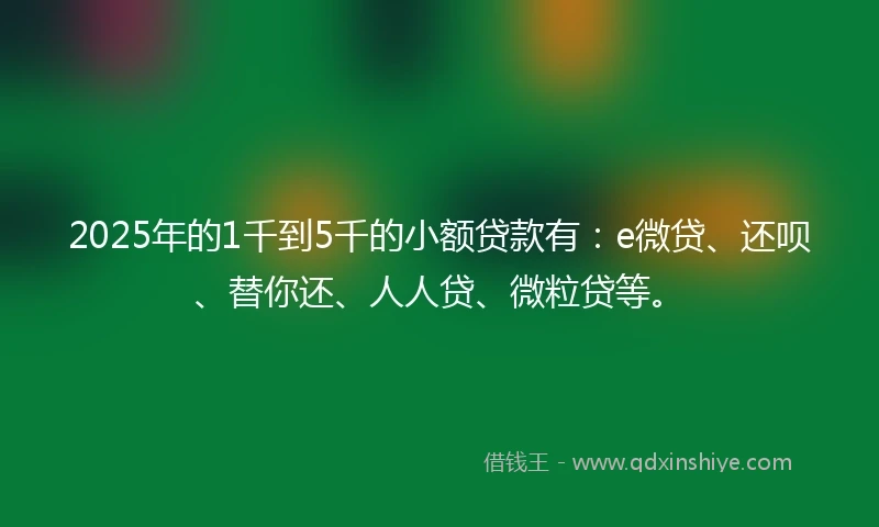 2025年的1千到5千的小额贷款有：e微贷、还呗、替你还、人人贷、微粒贷等。