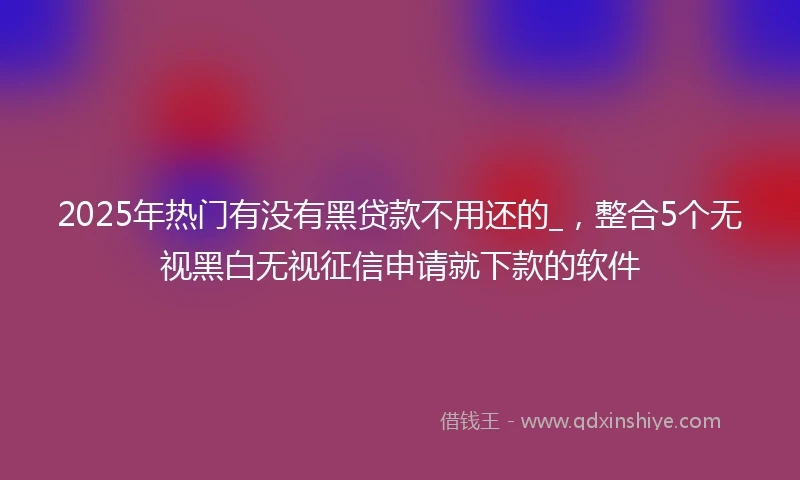 2025年热门有没有黑贷款不用还的_，整合5个无视黑白无视征信申请就下款的软件