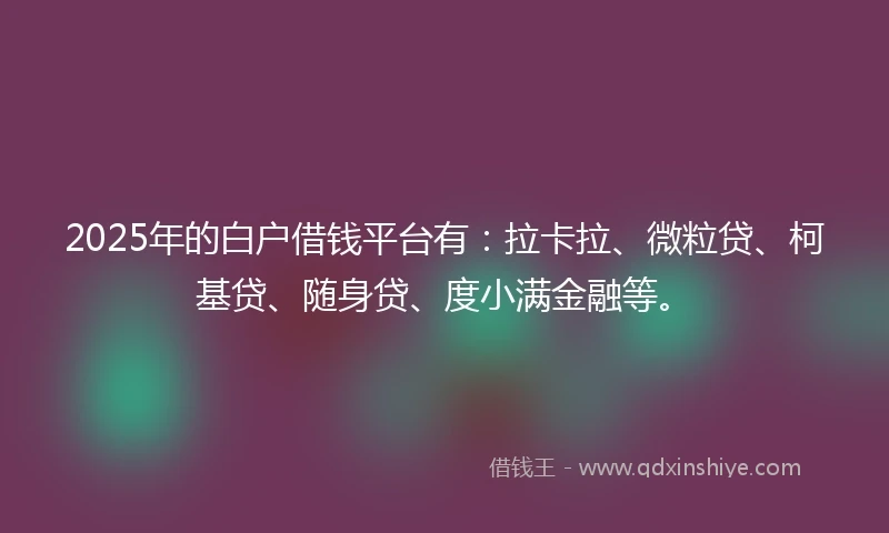 2025年的白户借钱平台有：拉卡拉、微粒贷、柯基贷、随身贷、度小满金融等。