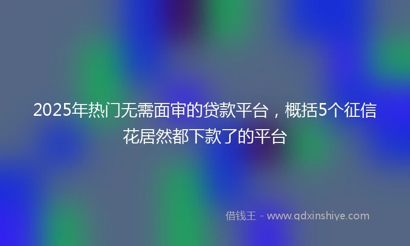 2025年热门无需面审的贷款平台，概括5个征信花居然都下款了的平台