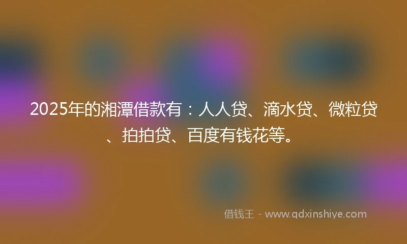 2025年的湘潭借款有:人人贷、滴水贷、微粒贷、拍拍贷、百度有钱花等。