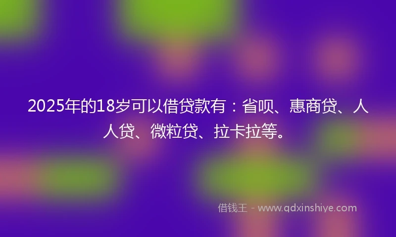 2025年的18岁可以借贷款有：省呗、惠商贷、人人贷、微粒贷、拉卡拉等。