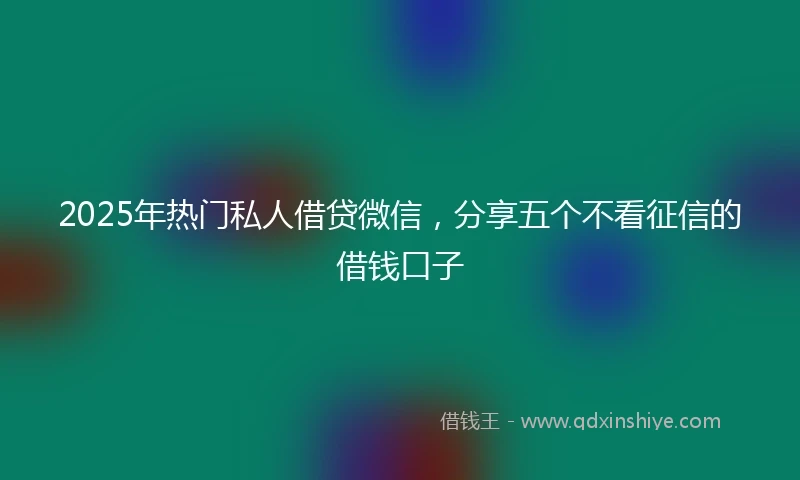 2025年热门私人借贷微信,分享五个不看征信的借钱口子