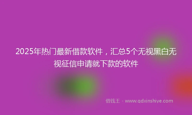 2025年热门最新借款软件，汇总5个无视黑白无视征信申请就下款的软件