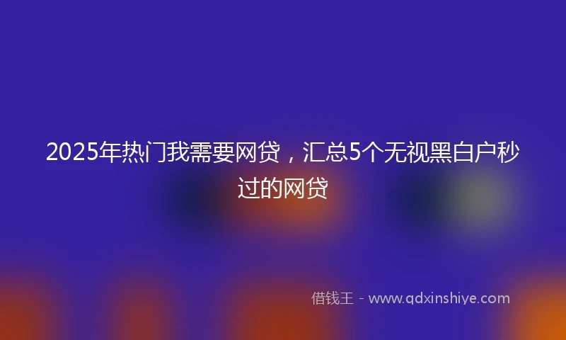 2025年热门我需要网贷，汇总5个无视黑白户秒过的网贷