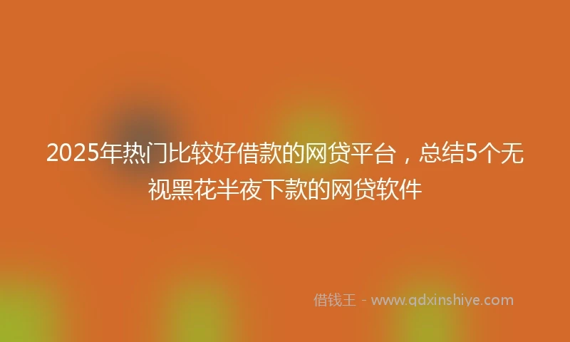 2025年热门比较好借款的网贷平台，总结5个无视黑花半夜下款的网贷软件
