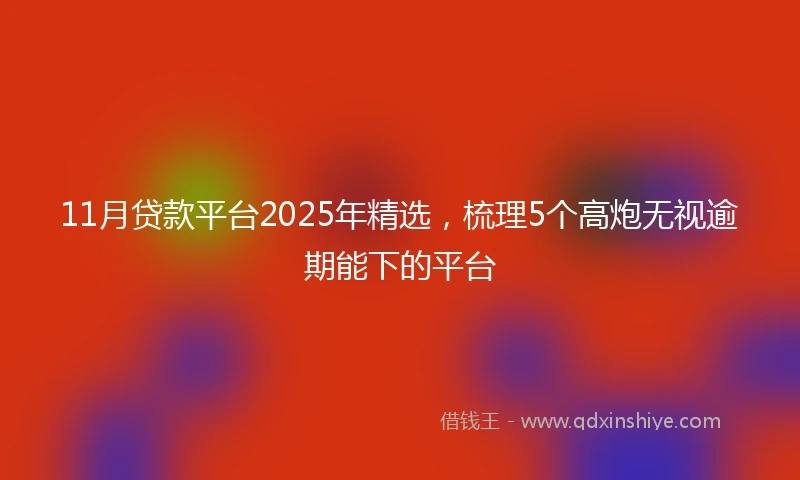 11月贷款平台2025年精选，梳理5个高炮无视逾期能下的平台