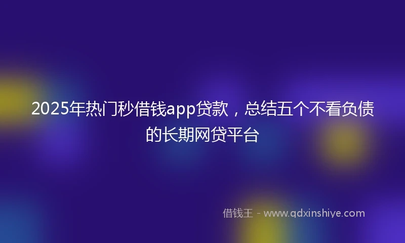 2025年热门秒借钱app贷款，总结五个不看负债的长期网贷平台