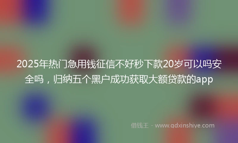 2025年热门急用钱征信不好秒下款20岁可以吗安全吗，归纳五个黑户成功获取大额贷款的app