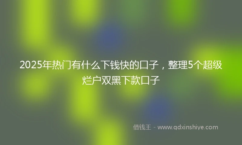 2025年热门有什么下钱快的口子，整理5个超级烂户双黑下款口子