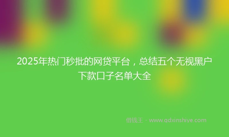 2025年热门秒批的网贷平台，总结五个无视黑户下款口子名单大全