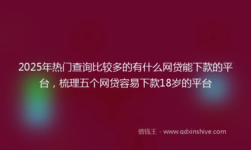 2025年热门查询比较多的有什么网贷能下款的平台，梳理五个网贷容易下款18岁的平台