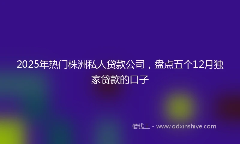 2025年热门株洲私人贷款公司，盘点五个12月独家贷款的口子