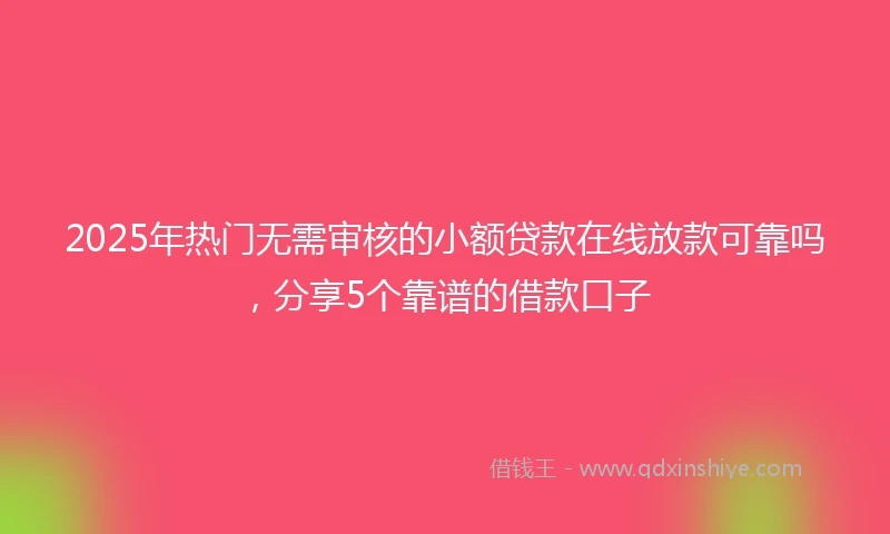 2025年热门无需审核的小额贷款在线放款可靠吗，分享5个靠谱的借款口子