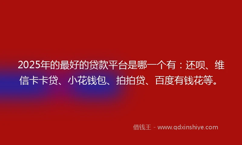 2025年的最好的贷款平台是哪一个有：还呗、维信卡卡贷、小花钱包、拍拍贷、百度有钱花等。