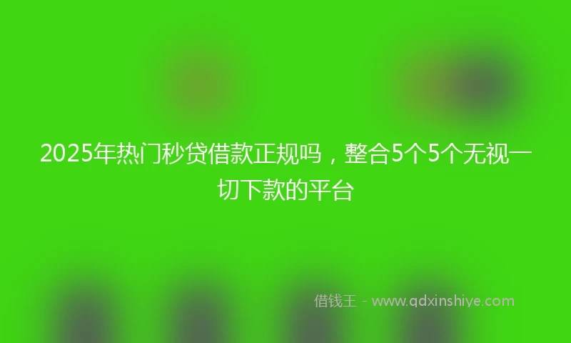 2025年热门秒贷借款正规吗，整合5个5个无视一切下款的平台