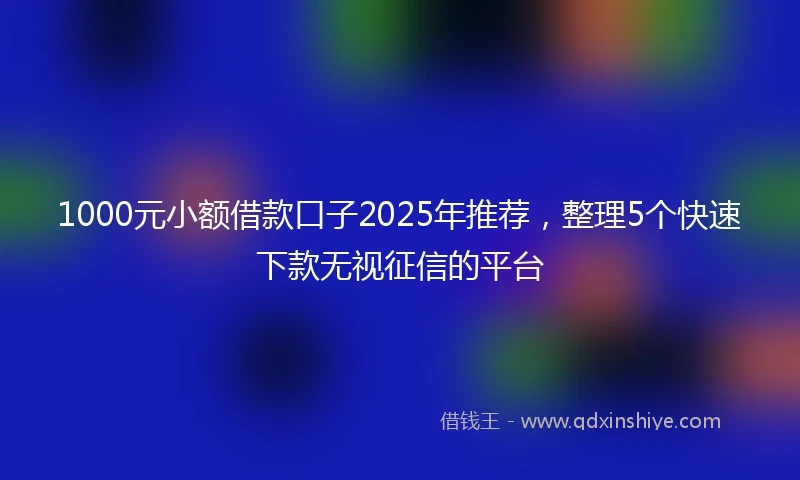 1000元小额借款口子2025年推荐，整理5个快速下款无视征信的平台