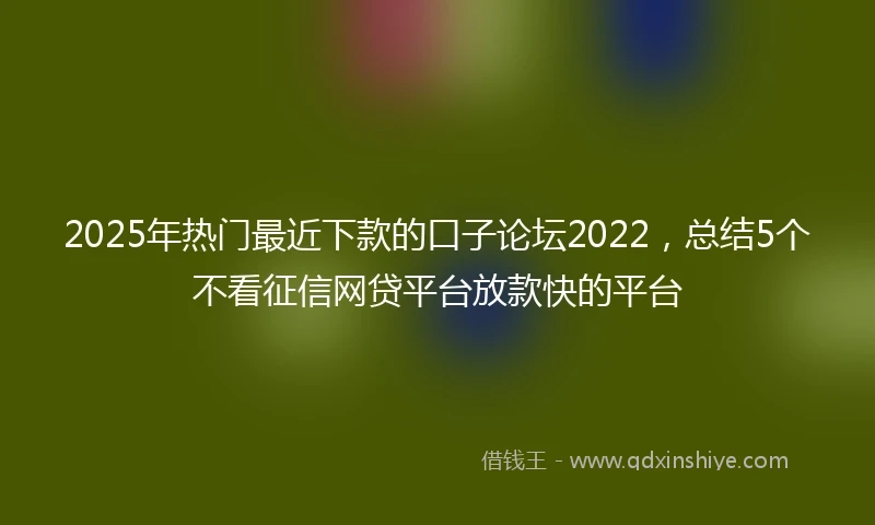 2025年热门最近下款的口子论坛2022，总结5个不看征信网贷平台放款快的平台