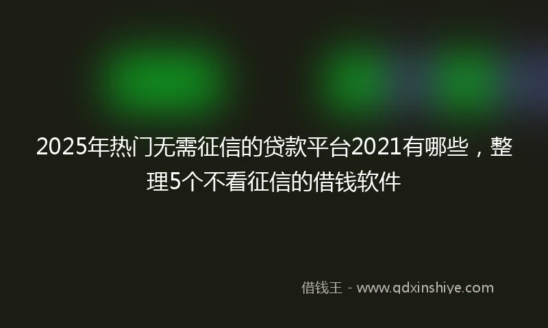 2025年热门无需征信的贷款平台2021有哪些，整理5个不看征信的借钱软件