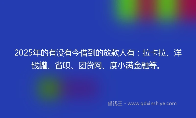 2025年的有没有今借到的放款人有：拉卡拉、洋钱罐、省呗、团贷网、度小满金融等。