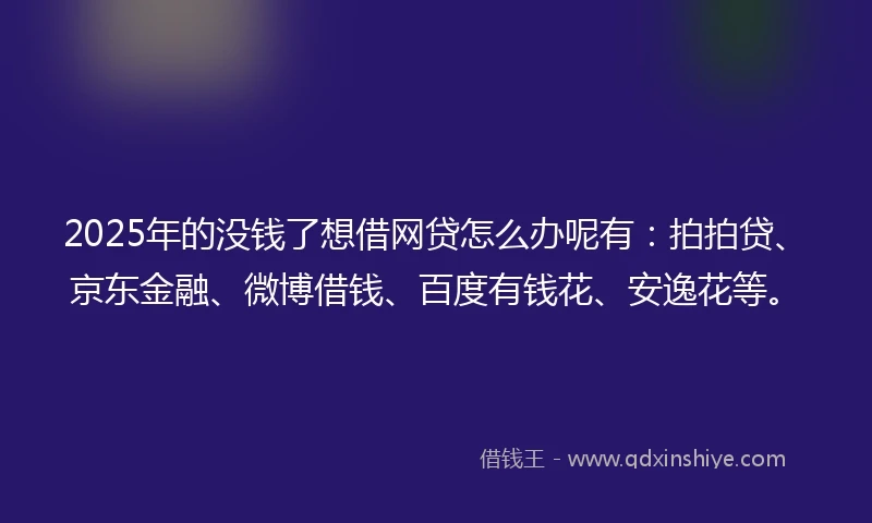 2025年的没钱了想借网贷怎么办呢有：拍拍贷、京东金融、微博借钱、百度有钱花、安逸花等。