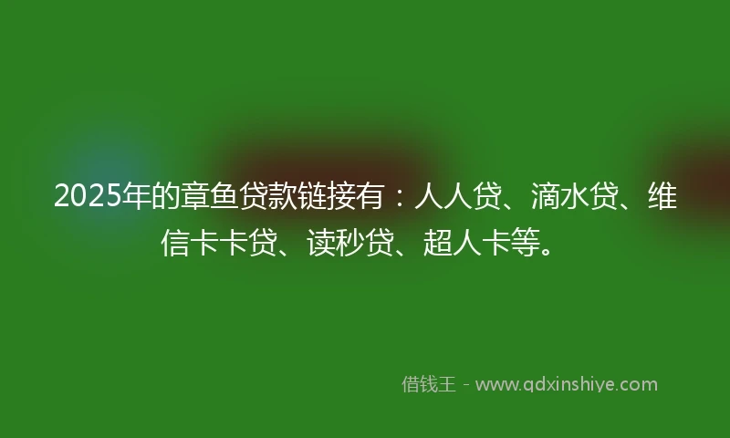 2025年的章鱼贷款链接有：人人贷、滴水贷、维信卡卡贷、读秒贷、超人卡等。