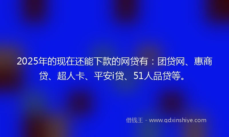 2025年的现在还能下款的网贷有：团贷网、惠商贷、超人卡、平安i贷、51人品贷等。