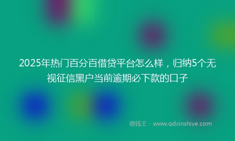 2025年热门百分百借贷平台怎么样，归纳5个无视征信黑户当前逾期必下款的口子