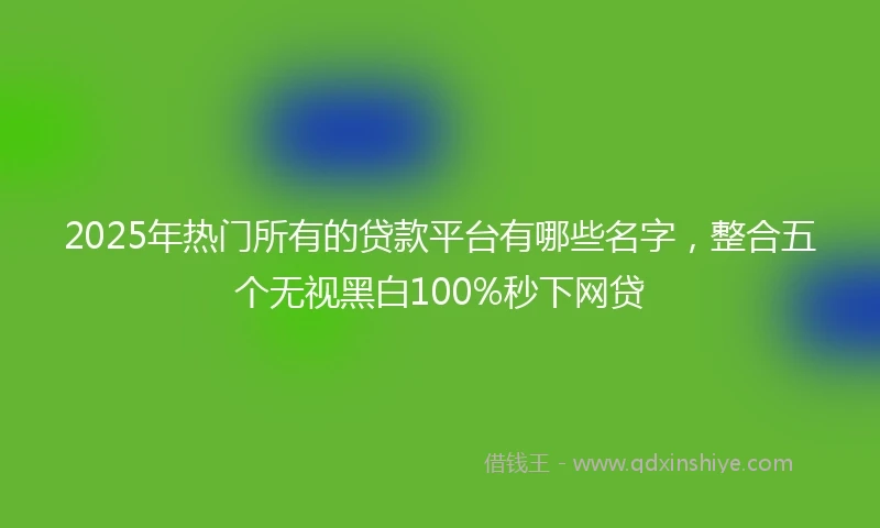 2025年热门所有的贷款平台有哪些名字，整合五个无视黑白100%秒下网贷