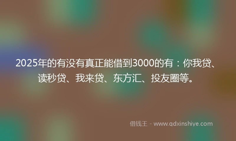 2025年的有没有真正能借到3000的有：你我贷、读秒贷、我来贷、东方汇、投友圈等。