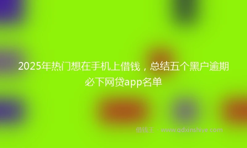 2025年热门想在手机上借钱，总结五个黑户逾期必下网贷app名单