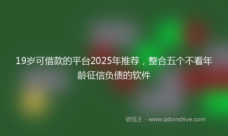 19岁可借款的平台2025年推荐，整合五个不看年龄征信负债的软件