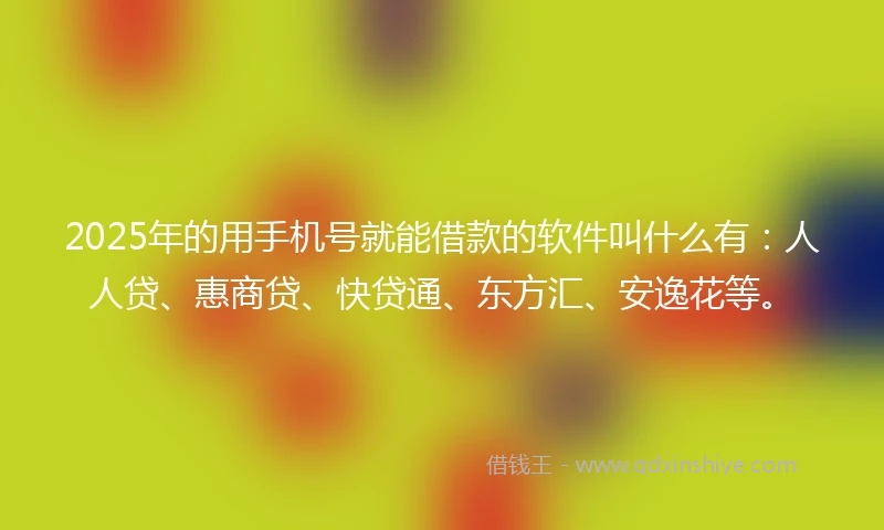 2025年的用手机号就能借款的软件叫什么有：人人贷、惠商贷、快贷通、东方汇、安逸花等。