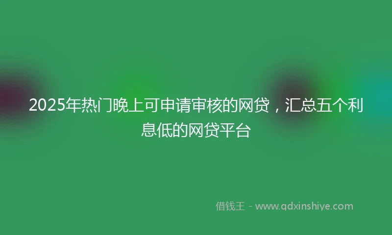 2025年热门晚上可申请审核的网贷，汇总五个利息低的网贷平台