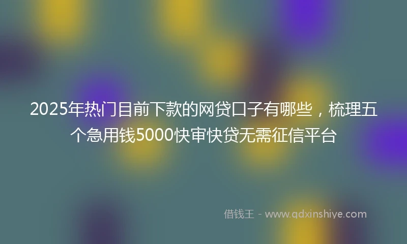 2025年热门目前下款的网贷口子有哪些，梳理五个急用钱5000快审快贷无需征信平台