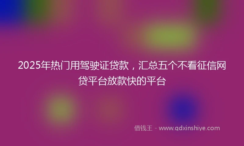 2025年热门用驾驶证贷款，汇总五个不看征信网贷平台放款快的平台