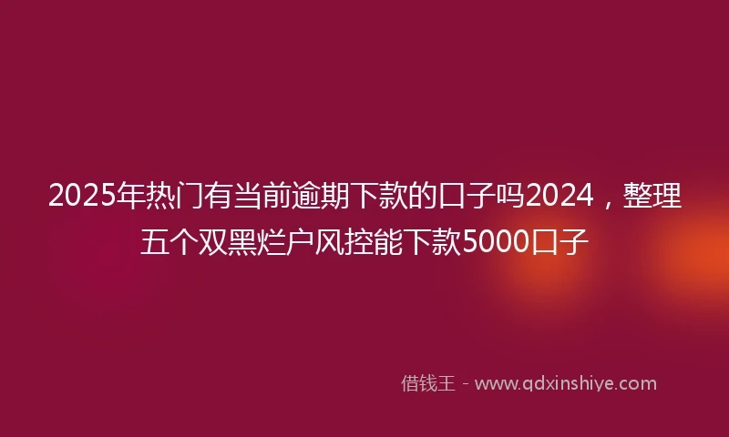 2025年热门有当前逾期下款的口子吗2024，整理五个双黑烂户风控能下款5000口子