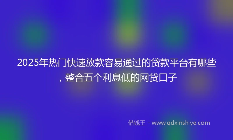 2025年热门快速放款容易通过的贷款平台有哪些，整合五个利息低的网贷口子