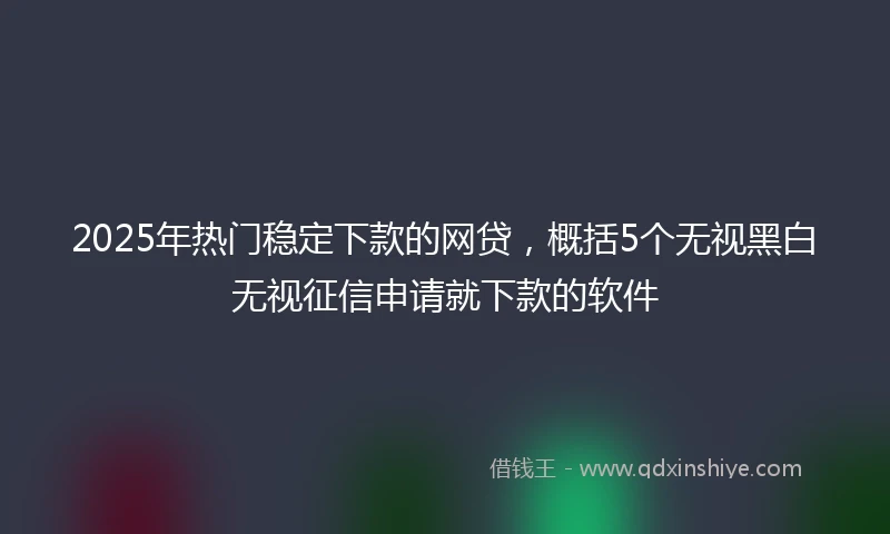 2025年热门稳定下款的网贷，概括5个无视黑白无视征信申请就下款的软件