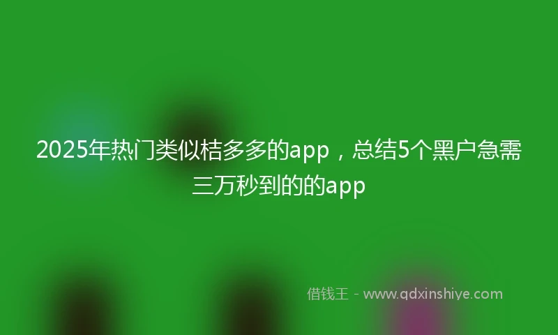 2025年热门类似桔多多的app，总结5个黑户急需三万秒到的的app