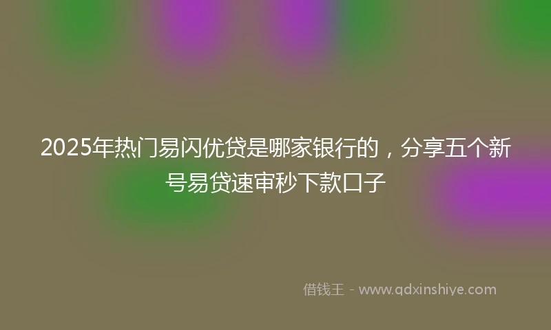 2025年热门易闪优贷是哪家银行的，分享五个新号易贷速审秒下款口子