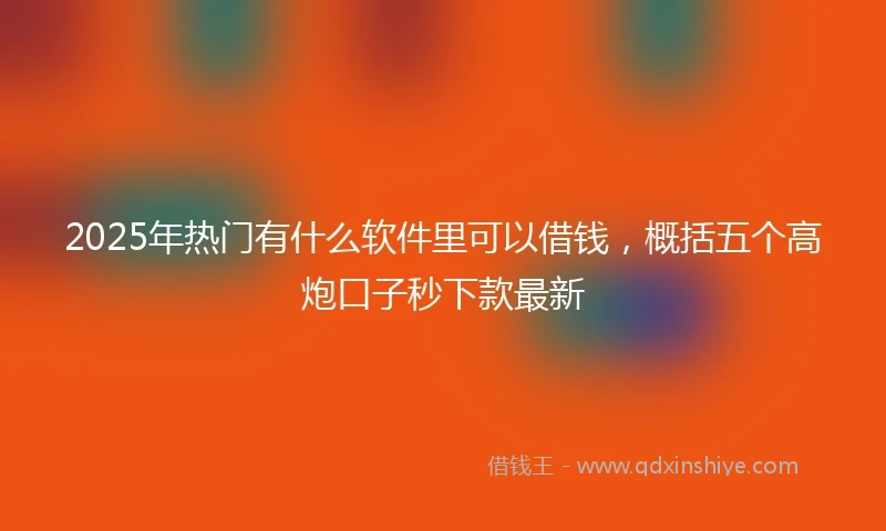 2025年热门有什么软件里可以借钱，概括五个高炮口子秒下款最新