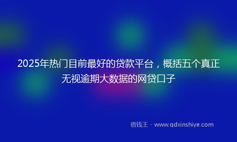 2025年热门目前最好的贷款平台，概括五个真正无视逾期大数据的网贷口子