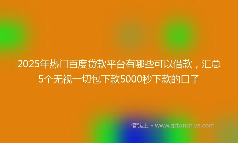2025年热门百度贷款平台有哪些可以借款，汇总5个无视一切包下款5000秒下款的口子