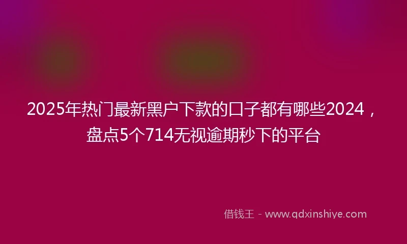 2025年热门最新黑户下款的口子都有哪些2024，盘点5个714无视逾期秒下的平台