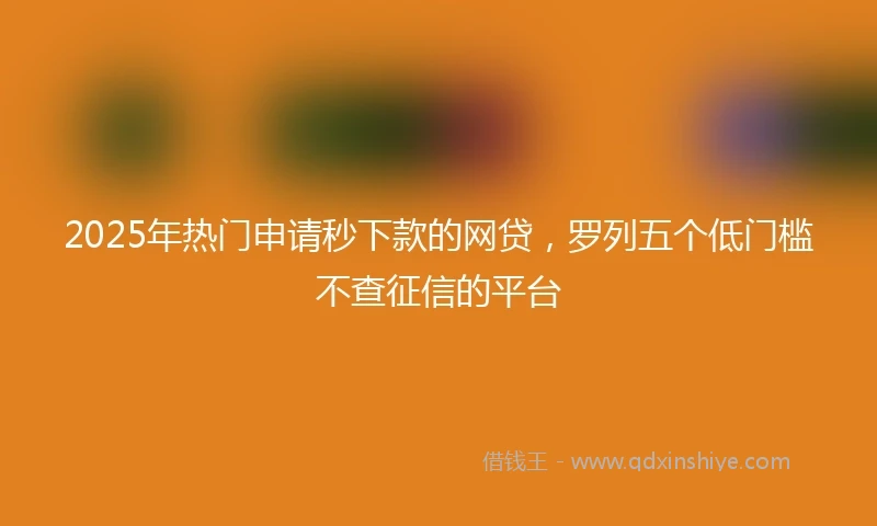2025年热门申请秒下款的网贷，罗列五个低门槛不查征信的平台