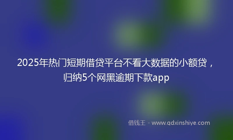 2025年热门短期借贷平台不看大数据的小额贷，归纳5个网黑逾期下款app